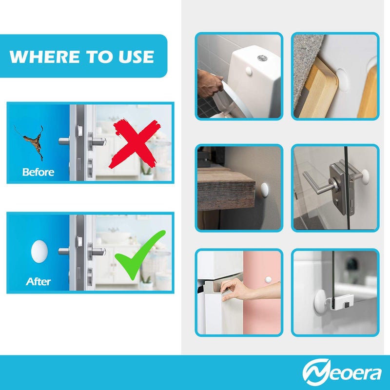 Neoera Door Stopper Wall Protector (5Pack) 2.3" Rubber Door Handle Bumper, Wall Protectors with Premium Self Adhesive Sticker for Protecting Walls (Gray) - Image 2